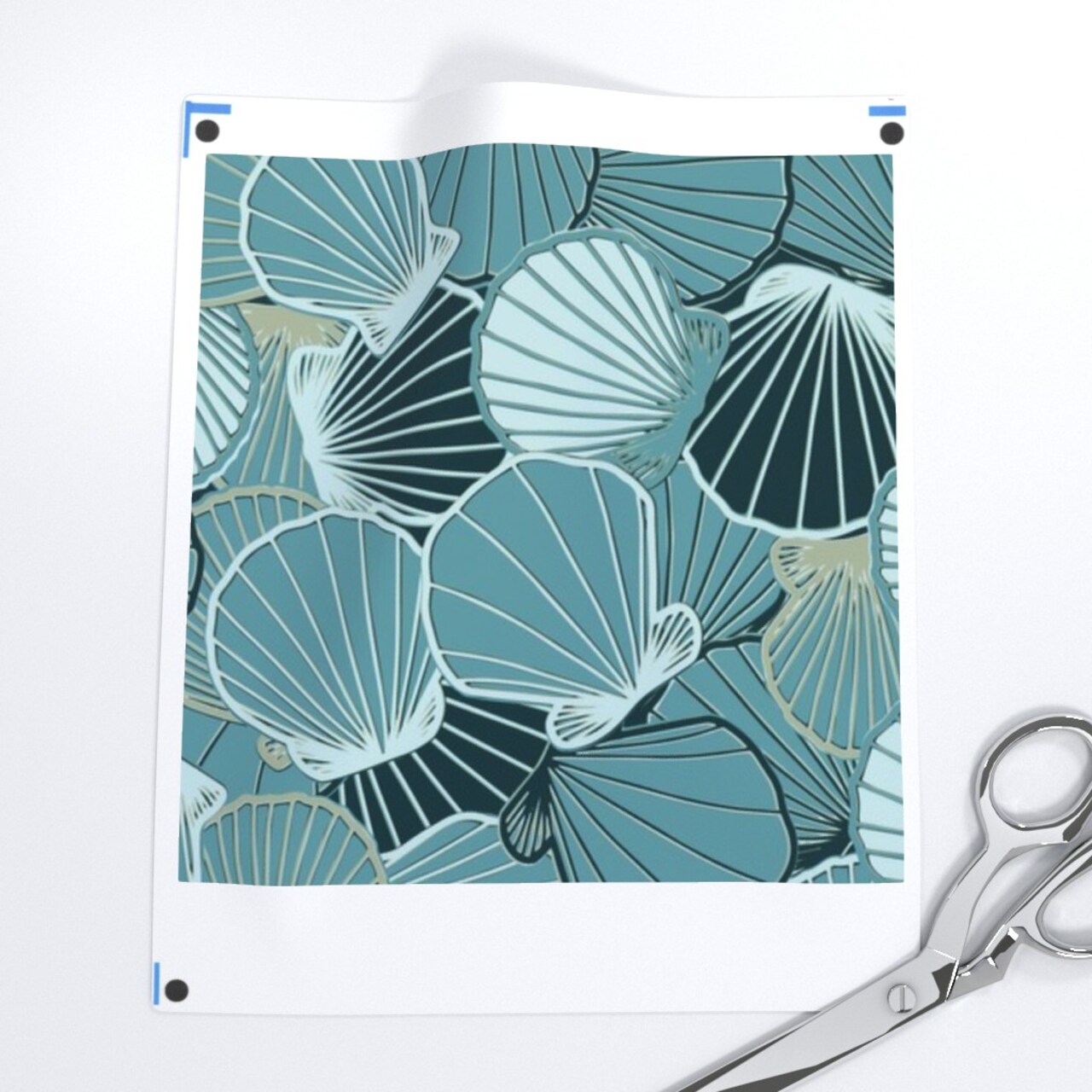 Seashells Ocean Mollusks Beach Coastal Shell Blue Teal Custom Pre-pasted Wallpaper by Spoonflower Pre-Pasted Wallpaper 2FT Wide